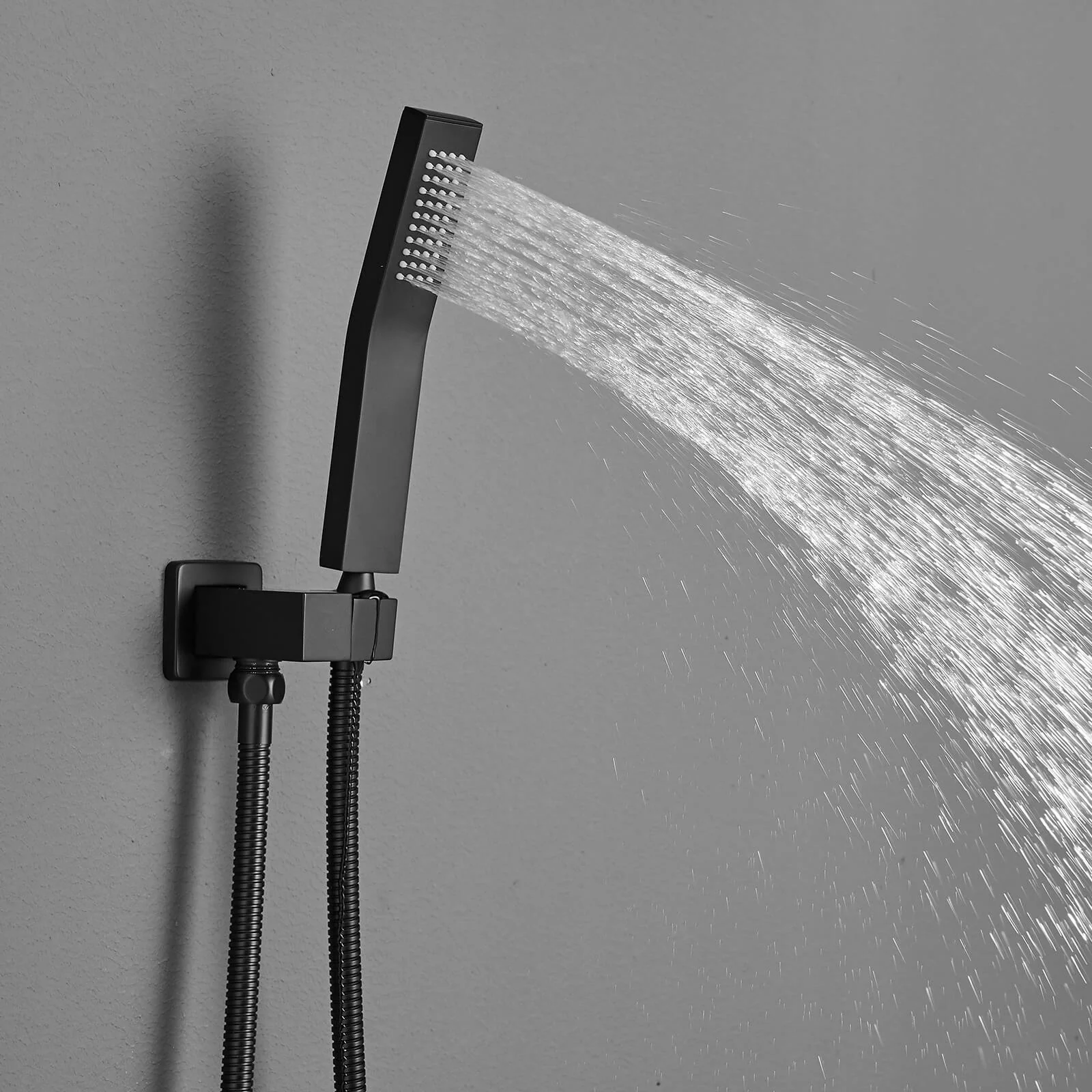 10" Matte Black Wall-Mounted Shower System with Handheld Shower - Image 3