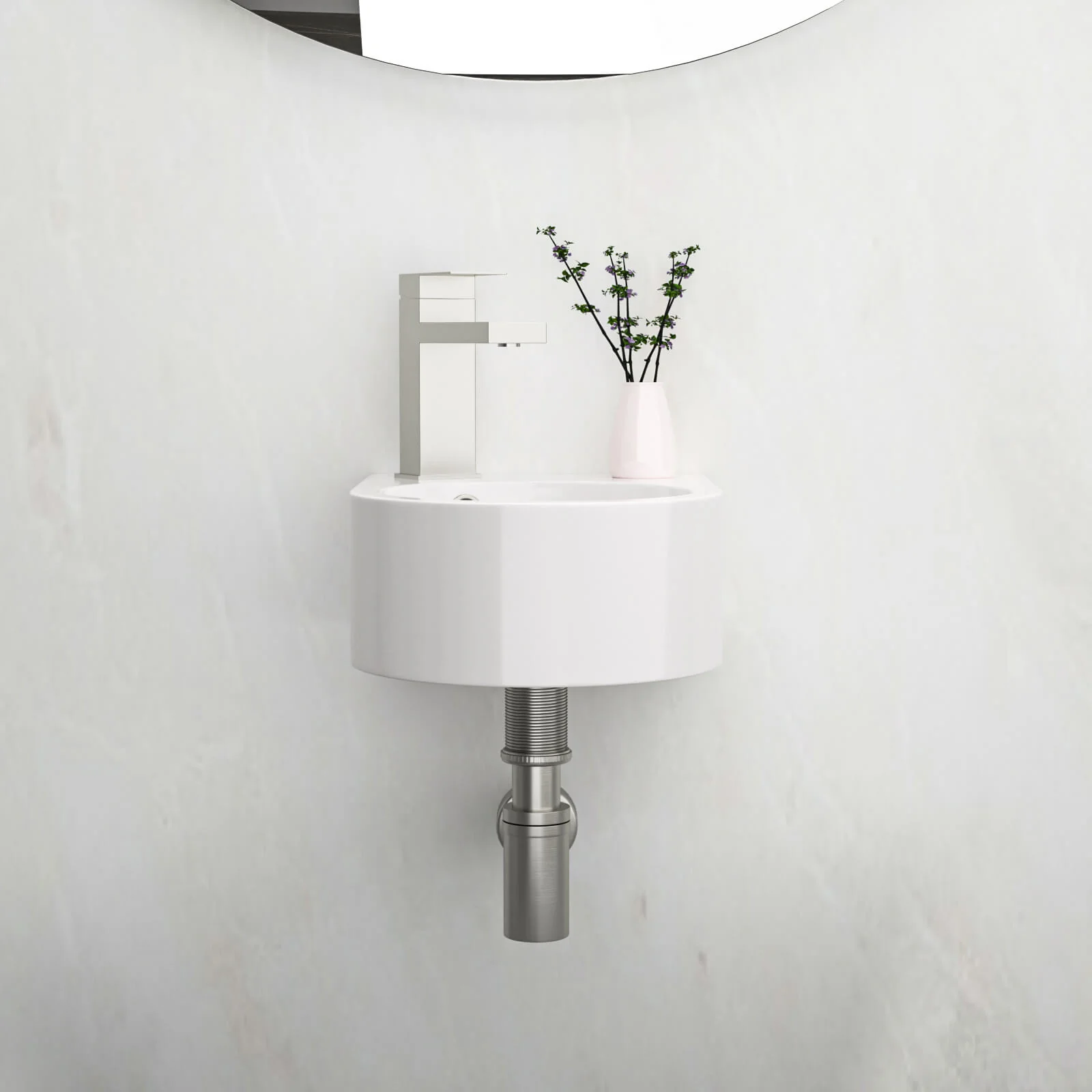 10" x 13" White Wall-Mounted Ceramic Bathroom Sink - Image 3