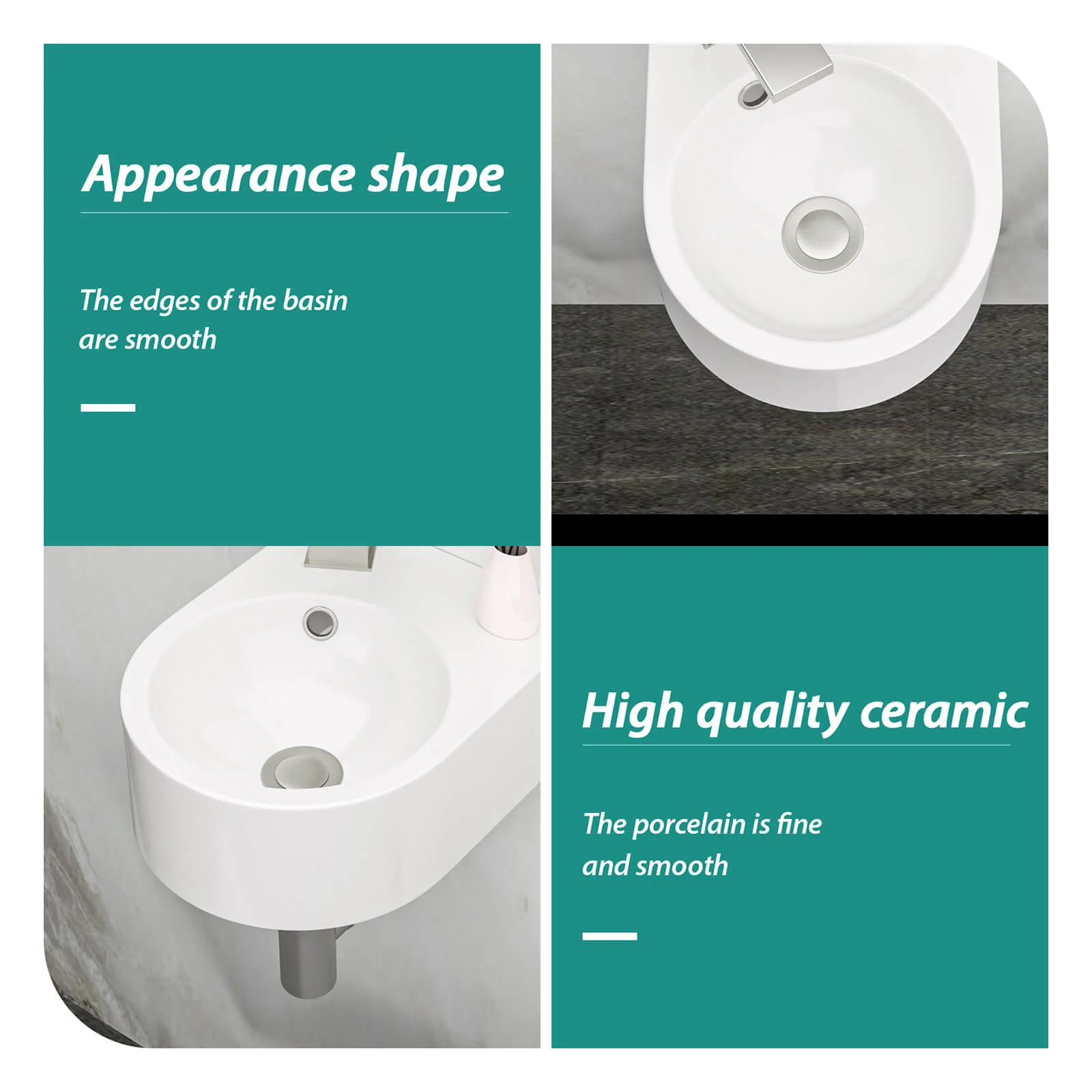 10" x 13" White Wall-Mounted Ceramic Bathroom Sink - Image 4