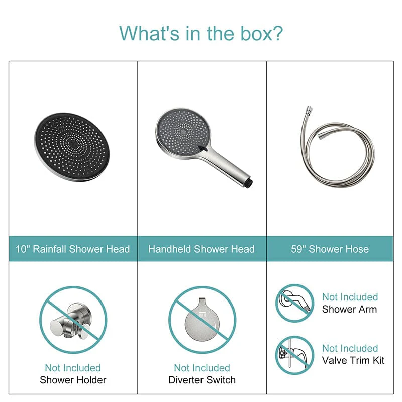 10" Round Shower Head & Hand Shower with Hose Replacement Accessories - Image 24
