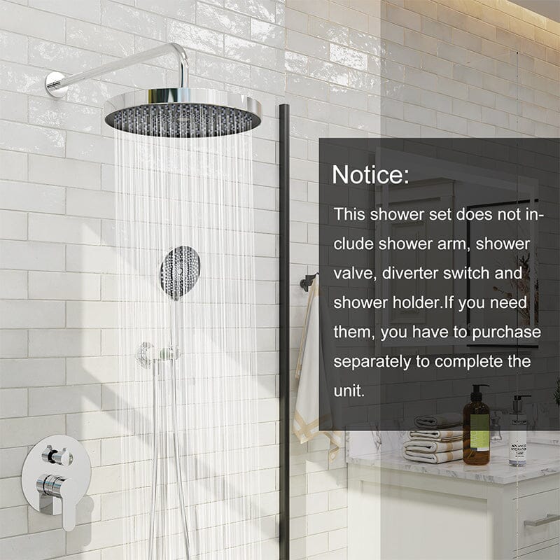 10" Round Shower Head & Hand Shower with Hose Replacement Accessories - Image 3