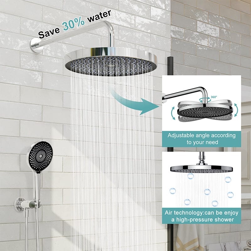 10" Round Shower Head & Hand Shower with Hose Replacement Accessories - Image 5
