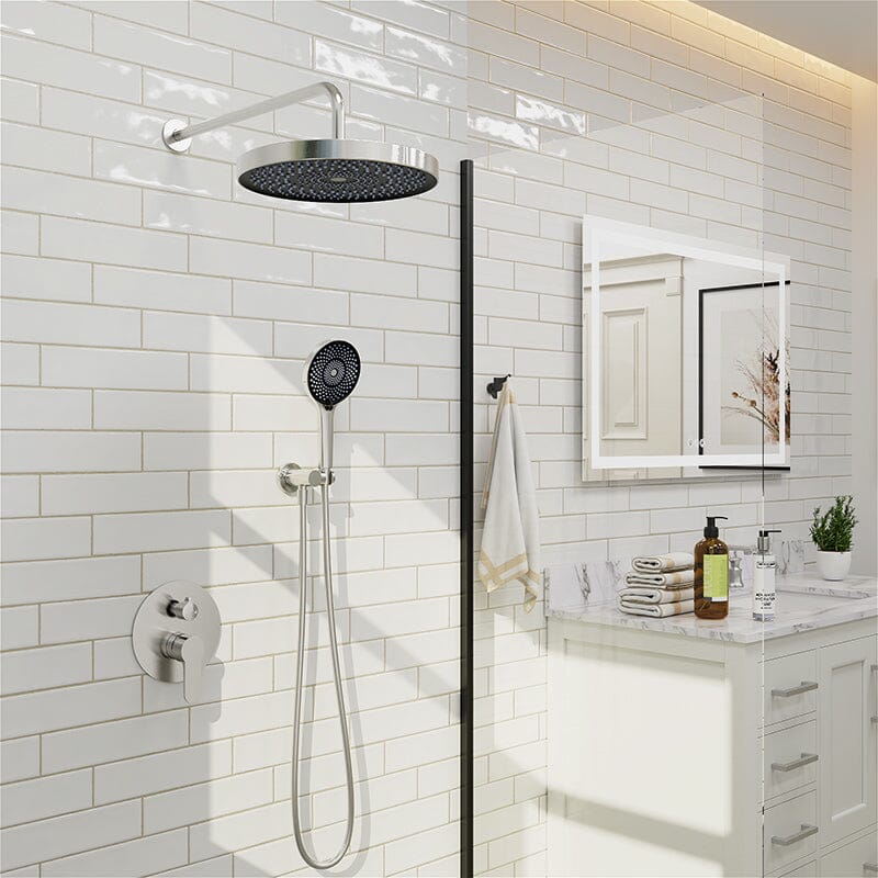 10" Wall Mount Round Shower Set with Head Shower & Hand Shower Combo Set - Image 10