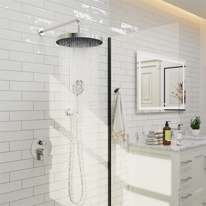 10" Wall Mount Round Shower Set with Head Shower & Hand Shower Combo Set - Image 11