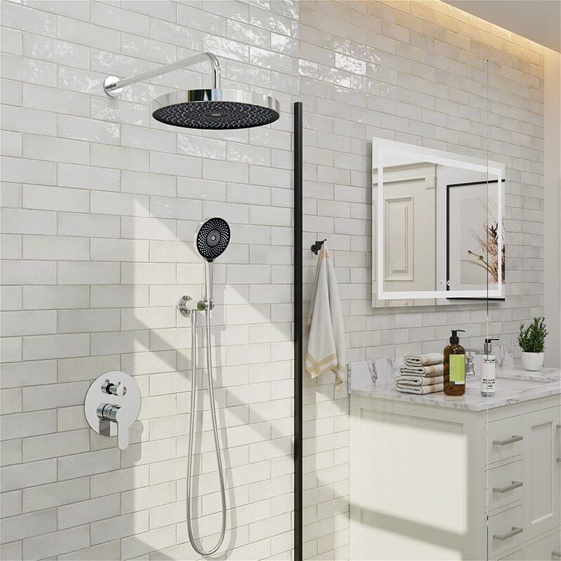 10" Wall Mount Round Shower Set with Head Shower & Hand Shower Combo Set - Image 19