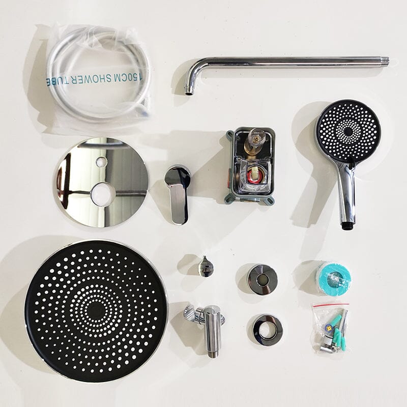 10" Wall Mount Round Shower Set with Head Shower & Hand Shower Combo Set - Image 26