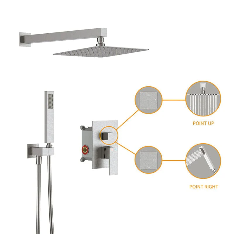 10" Wall Mount Square Shower Systems with Head Shower & Hand Shower Combo Set - Image 20