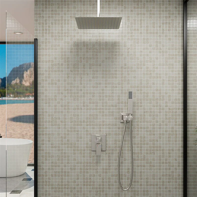 12" Ceiling Mounted Square Shower Systems with Head Shower & Hand Shower Combo Set - Image 15