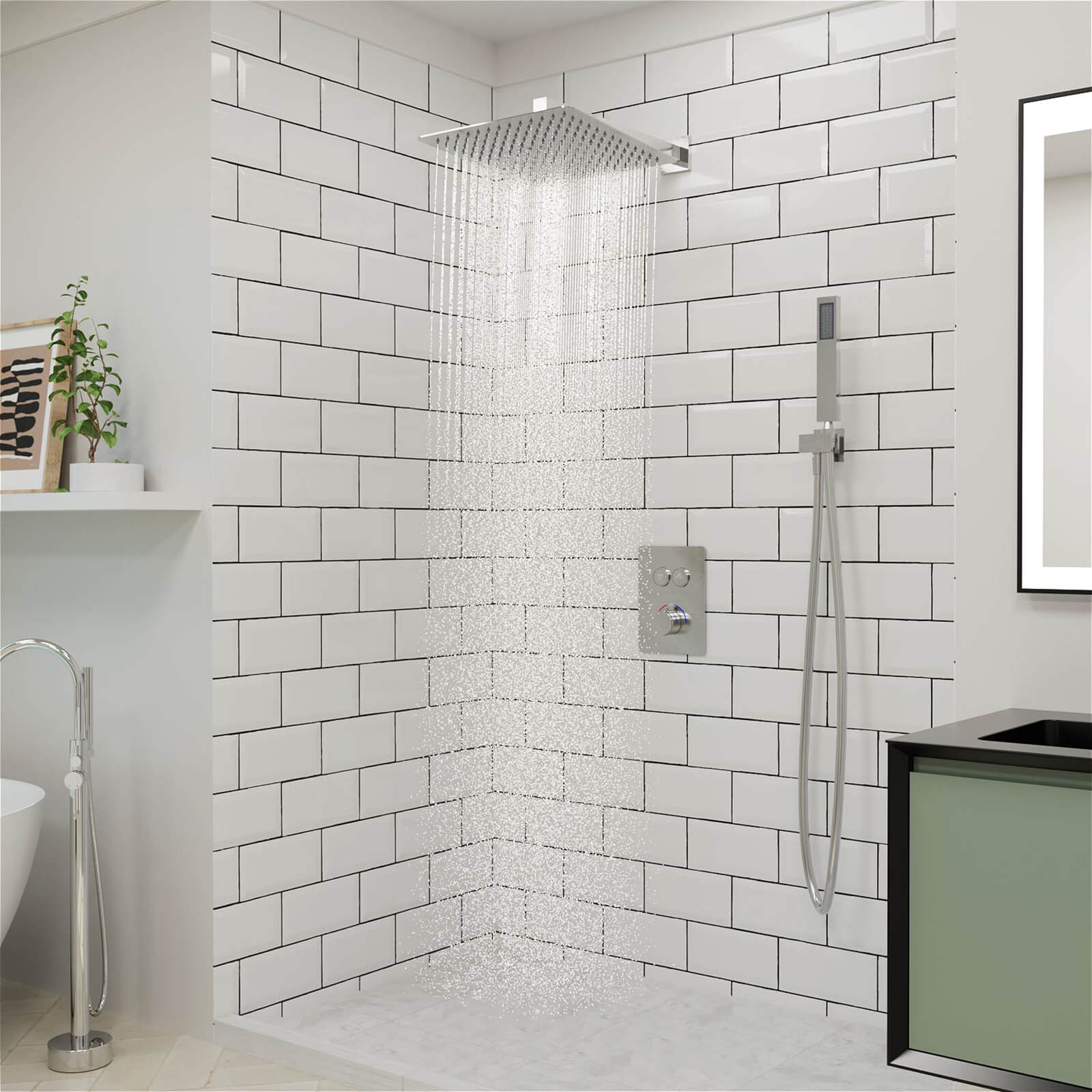 12" Brushed Nickel Pressure Balanced Shower System - Image 2