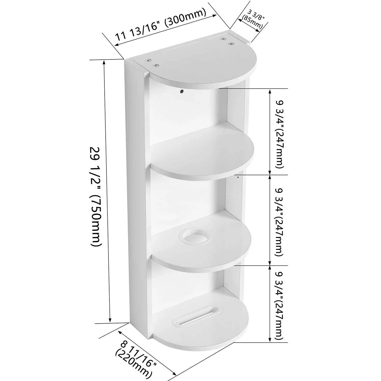 12" White 3-Tier Open Wall Cabinet for Bathroom - Image 4