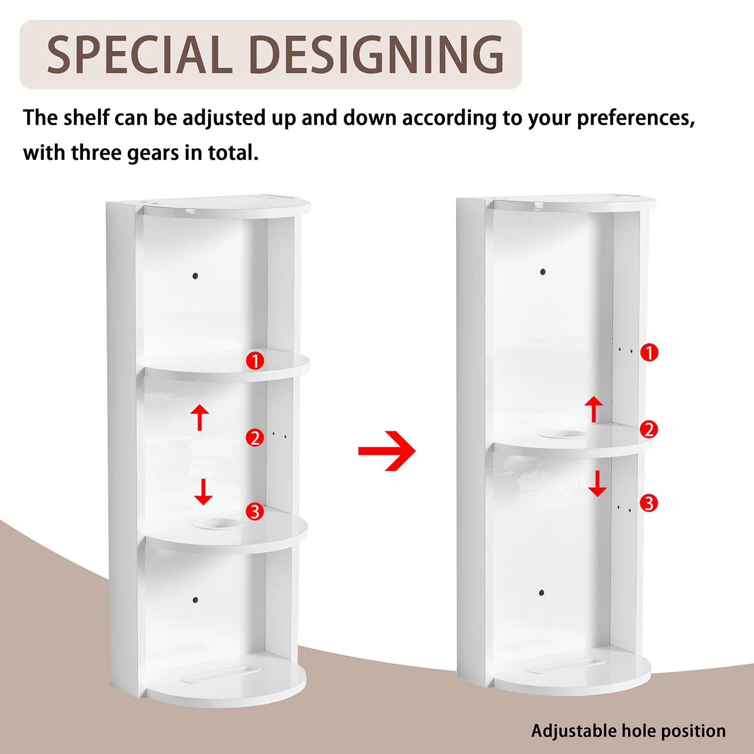 12" White 3-Tier Open Wall Cabinet for Bathroom - Image 6