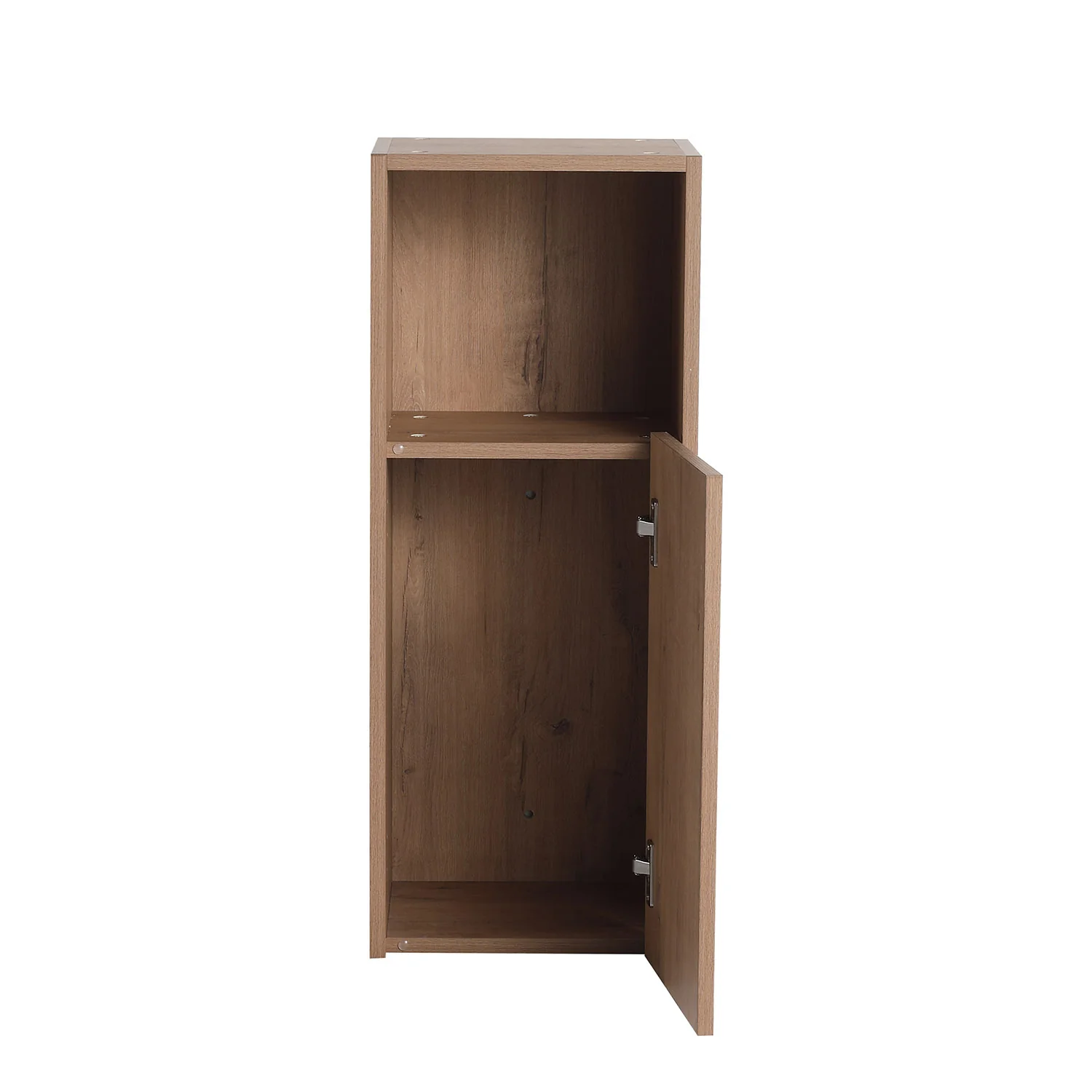 12" White Oak Bathroom Wall Cabinet with Soft Close Door and Open Shelf - Image 7
