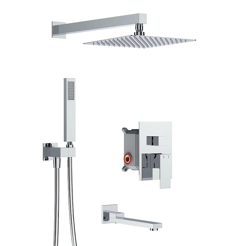 12" Square Shower Set with Hand Shower & Tub Spout Shower Combo Set - Image 36