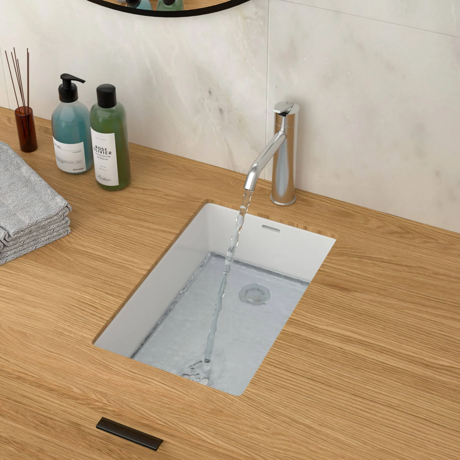 13" x 20" Undermount Ceramic Bathroom Sink with Overflow - Image 2