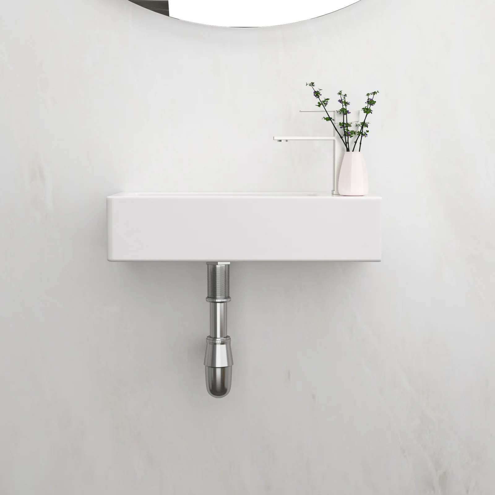 14" x 7" Narrow Wall-Mounted Sink with Right-Side Faucet Hole - Image 2