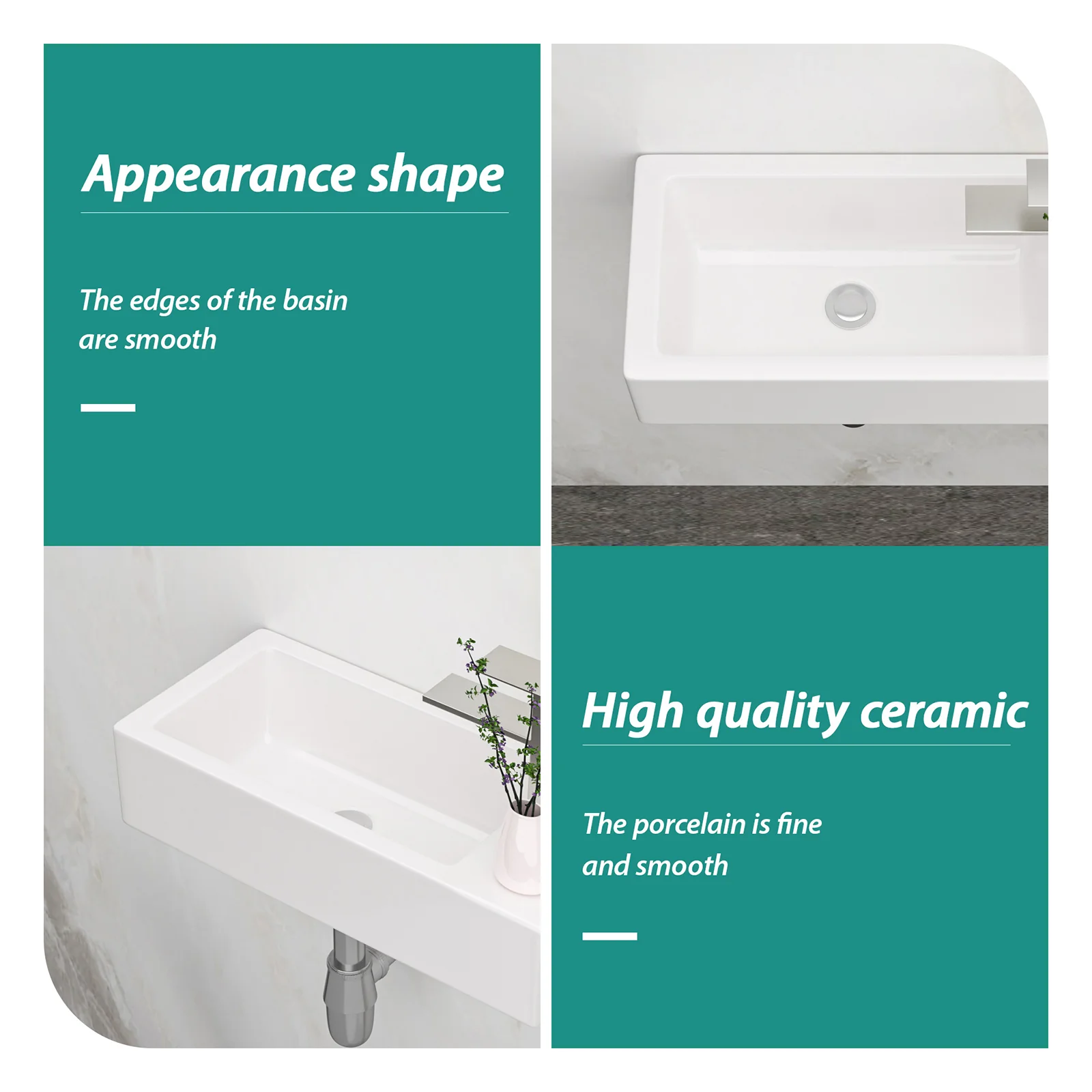 14" x 7" Narrow Wall-Mounted Sink with Right-Side Faucet Hole - Image 4