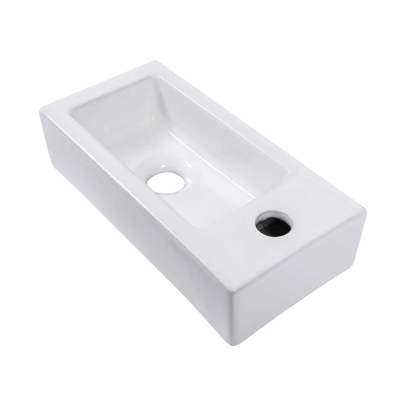 14" x 7" Narrow Wall-Mounted Sink with Right-Side Faucet Hole - Image 6