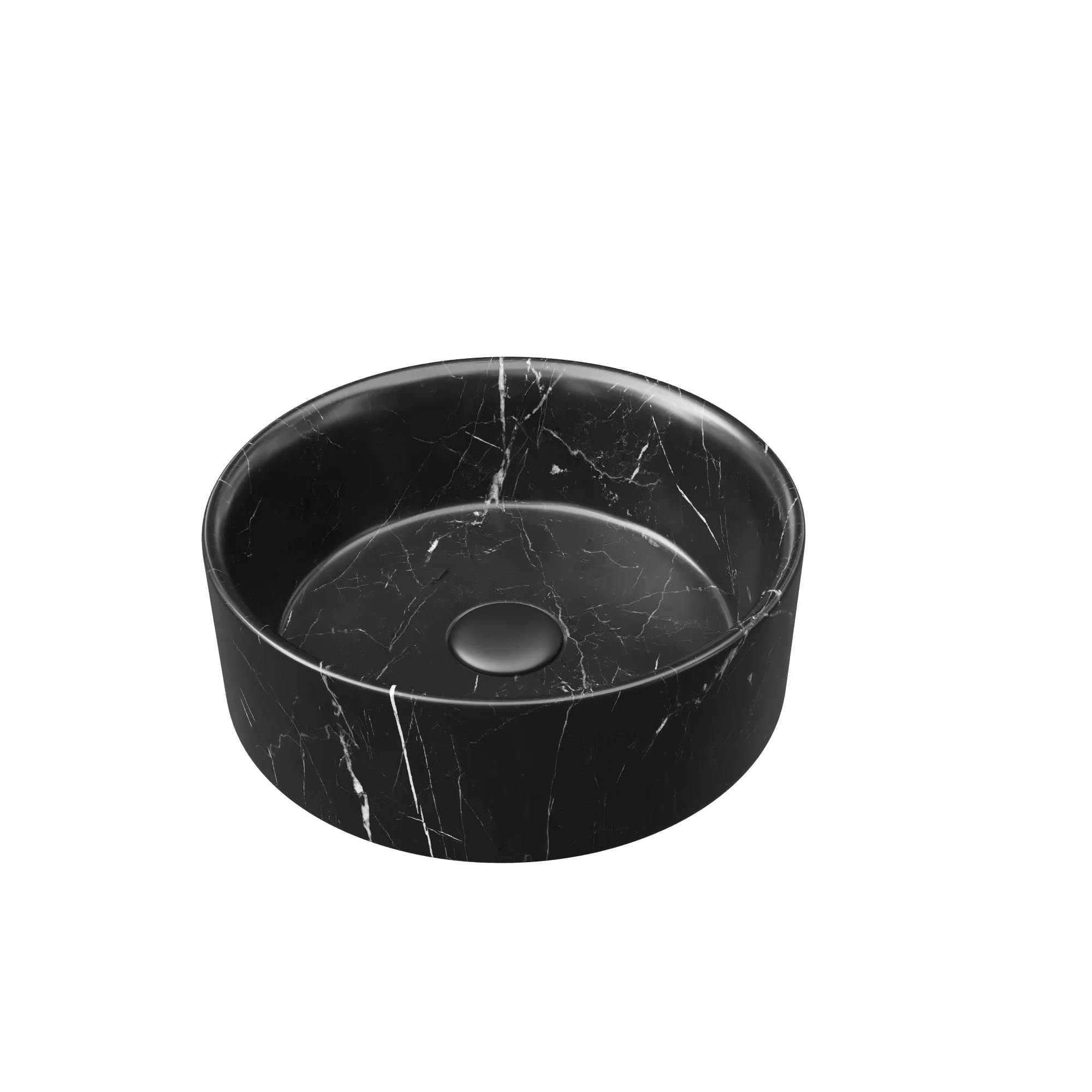 14" Round Black Ceramic Above-Counter Vessel Sink with Stone Pattern - Image 5