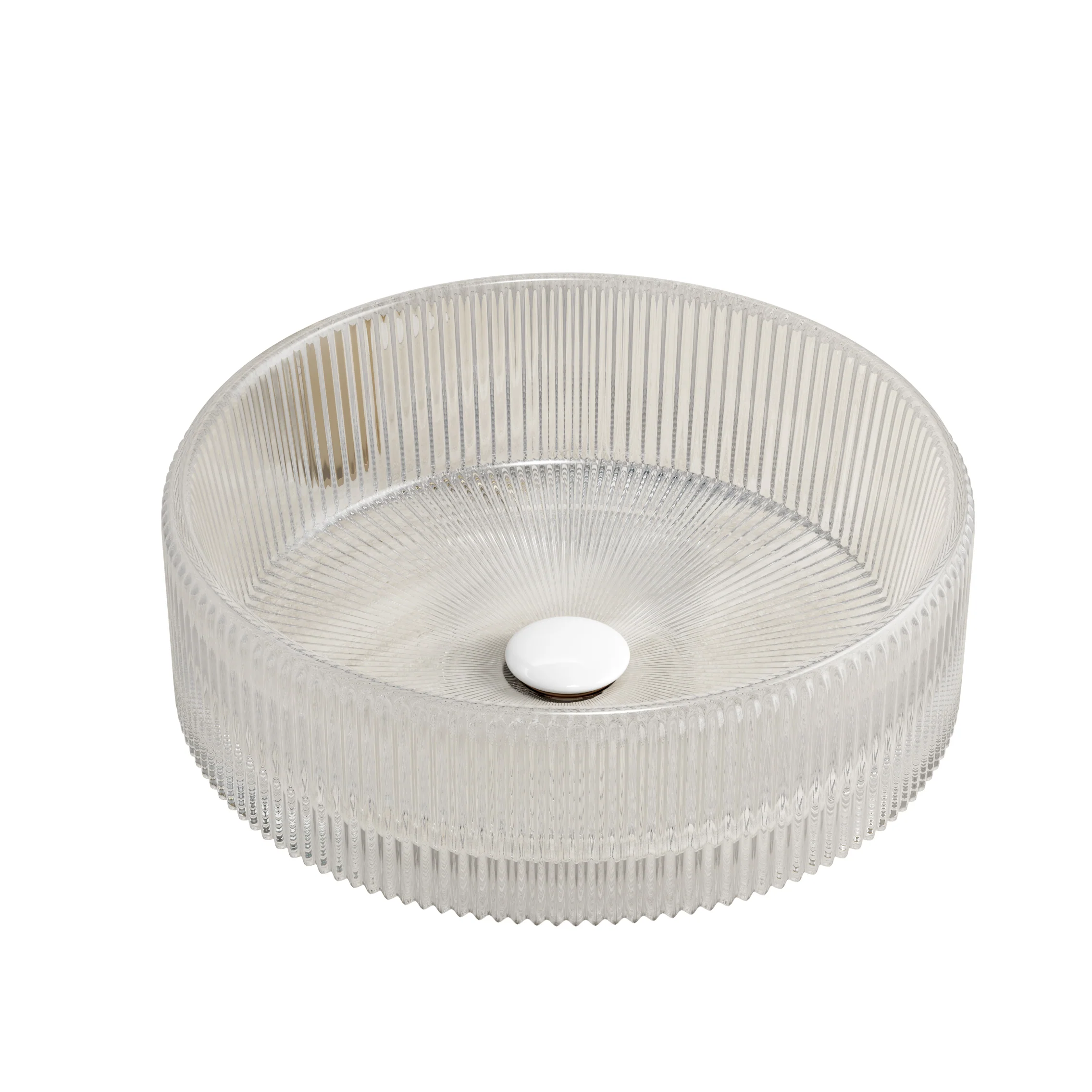 14" Round Transparent Crystal Glass Above-Counter Vessel Sink - Image 3