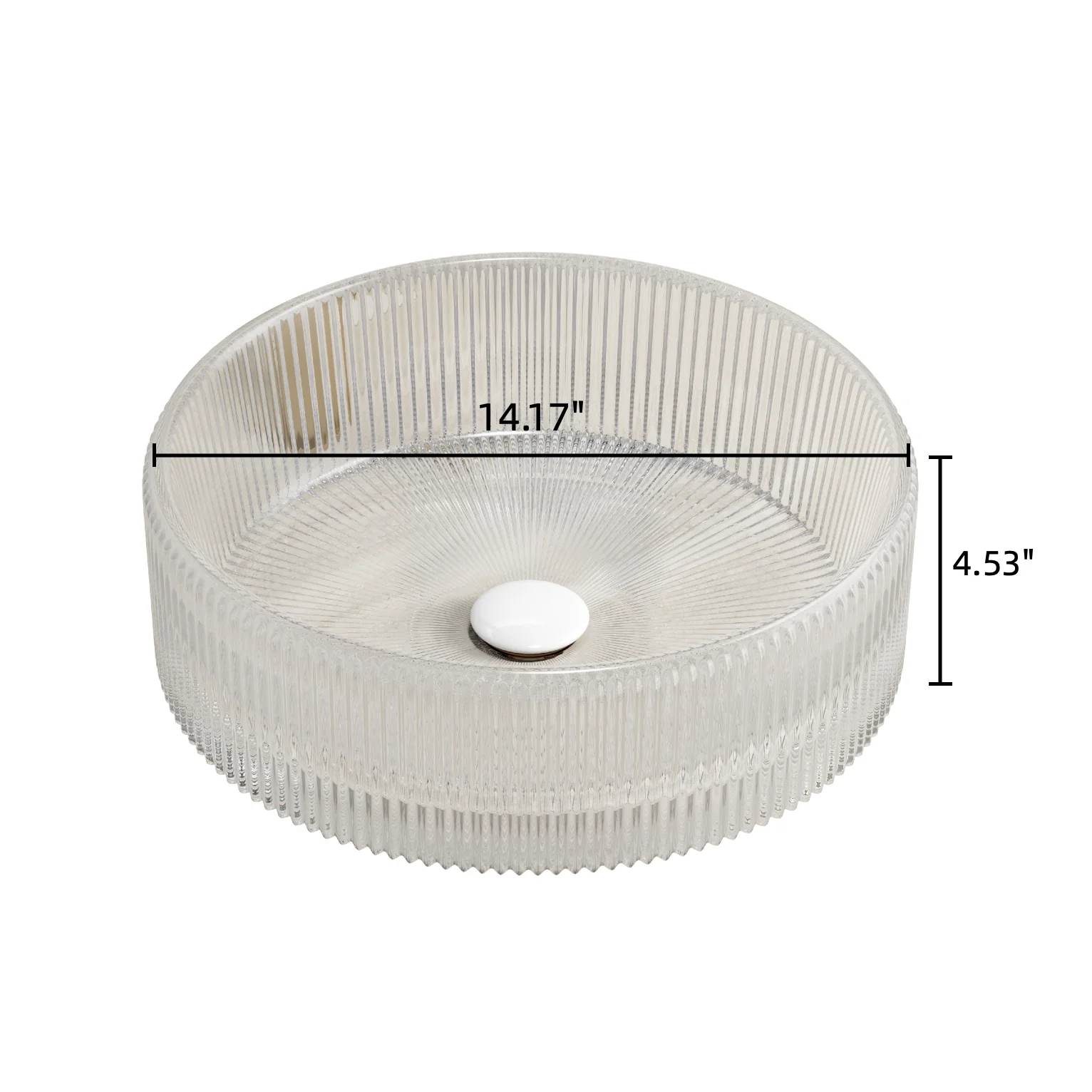 14" Round Transparent Crystal Glass Above-Counter Vessel Sink - Image 6