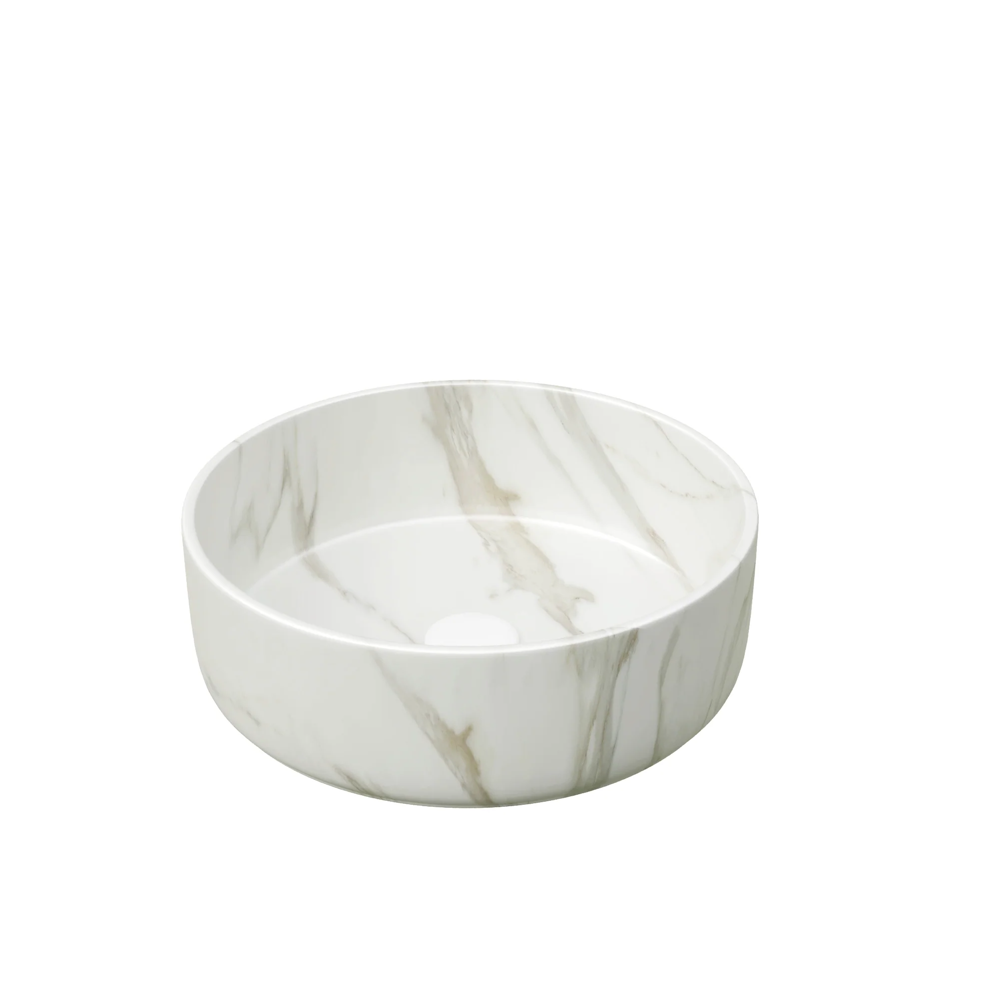 14" White Ceramic Round Above-Counter Vessel Sink with Stone Pattern - Image 7