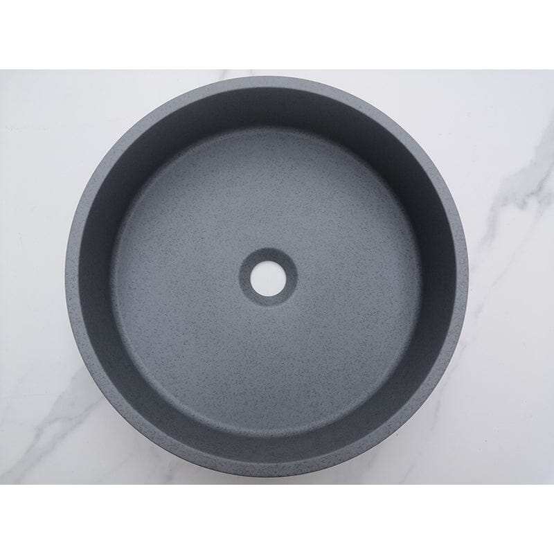 15.35'' Modern Gray Bathroom Above Counter Sink Concrete Stone Round Vessel - Image 5