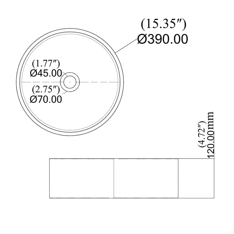 15.35'' Modern Gray Bathroom Above Counter Sink Concrete Stone Round Vessel - Image 8