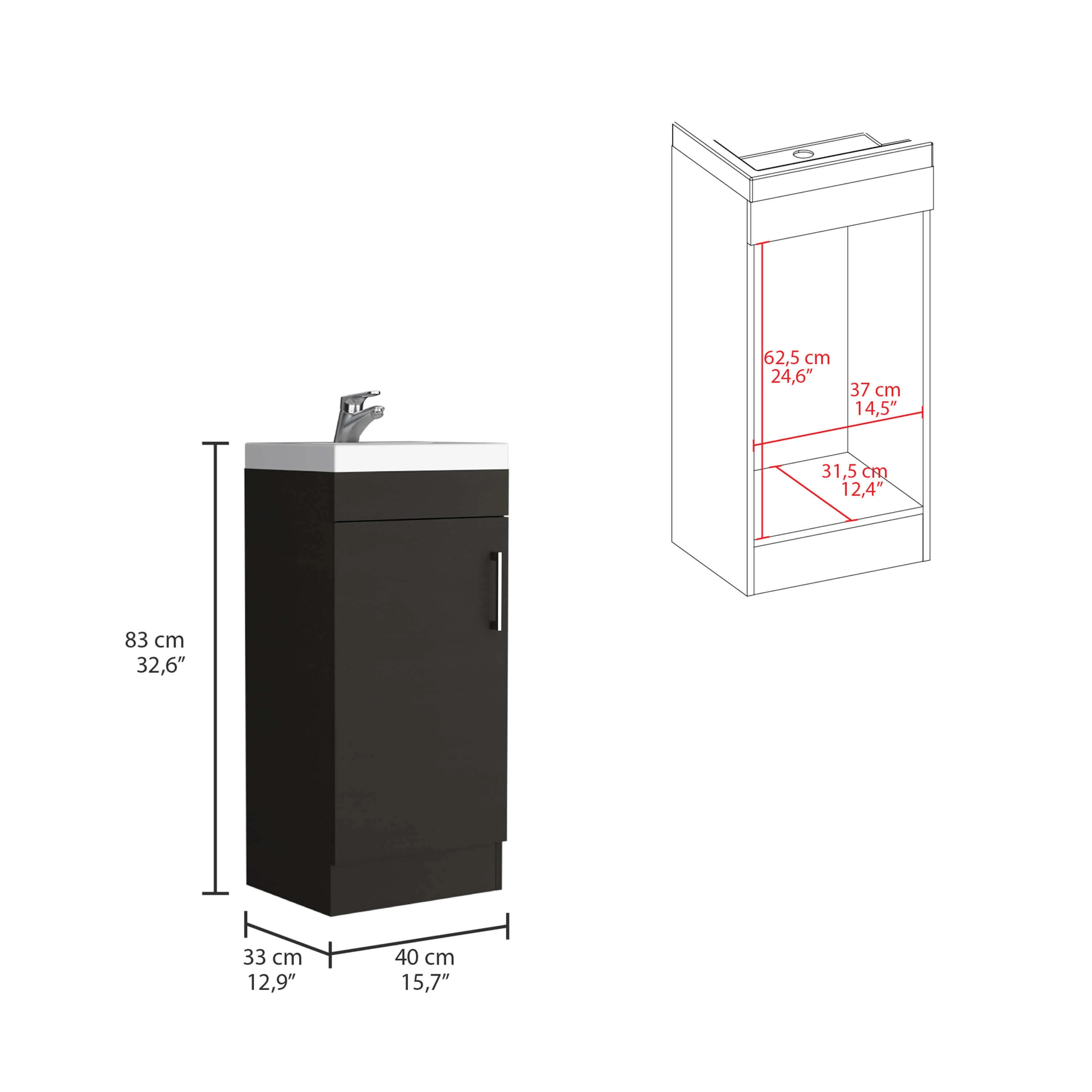 15'' Compact Particleboard Bathroom Vanity - Image 7