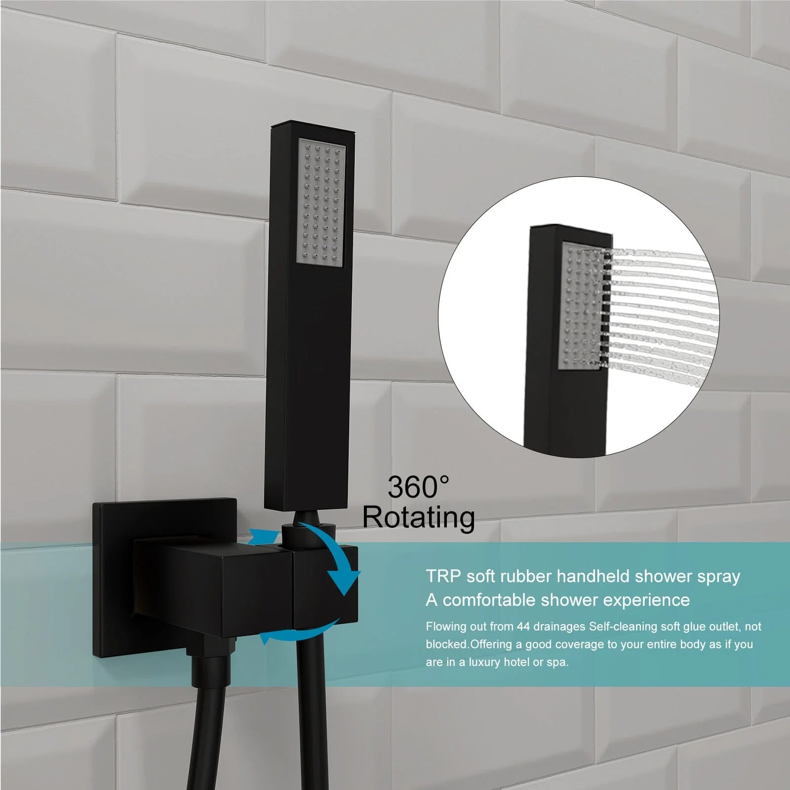 16" Ceiling Mount Square Shower Set with Head Shower & Hand Shower Combo Set - Image 11