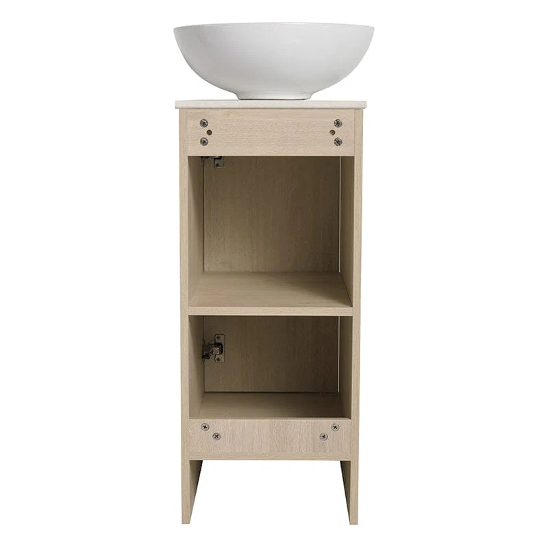 16" Freestanding Bathroom Vanity with Round Sink with Soft Close Doors and Shelves - Image 14