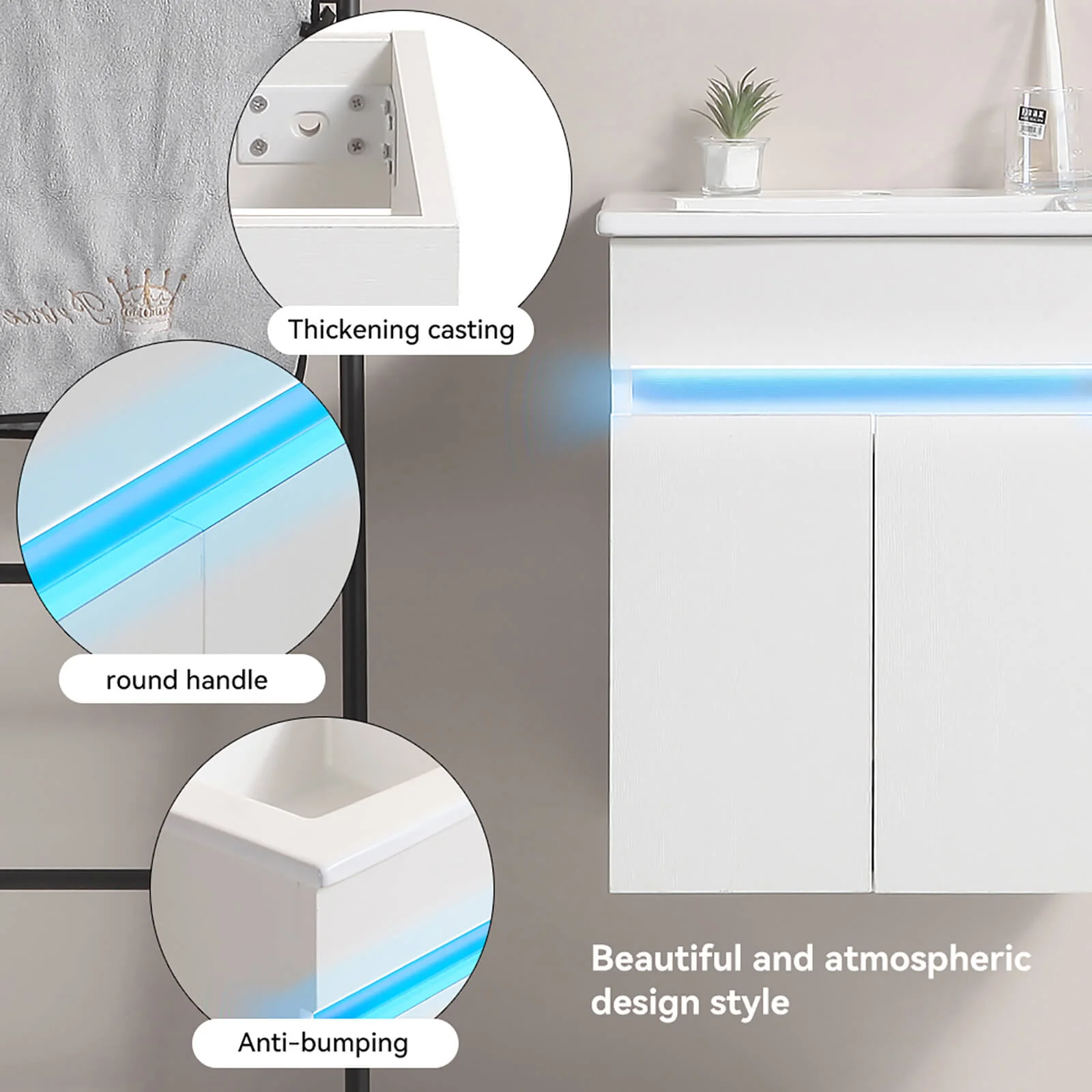 16" Wall-Mounted Vanity with Built-In Motion Sensor Light - Image 5