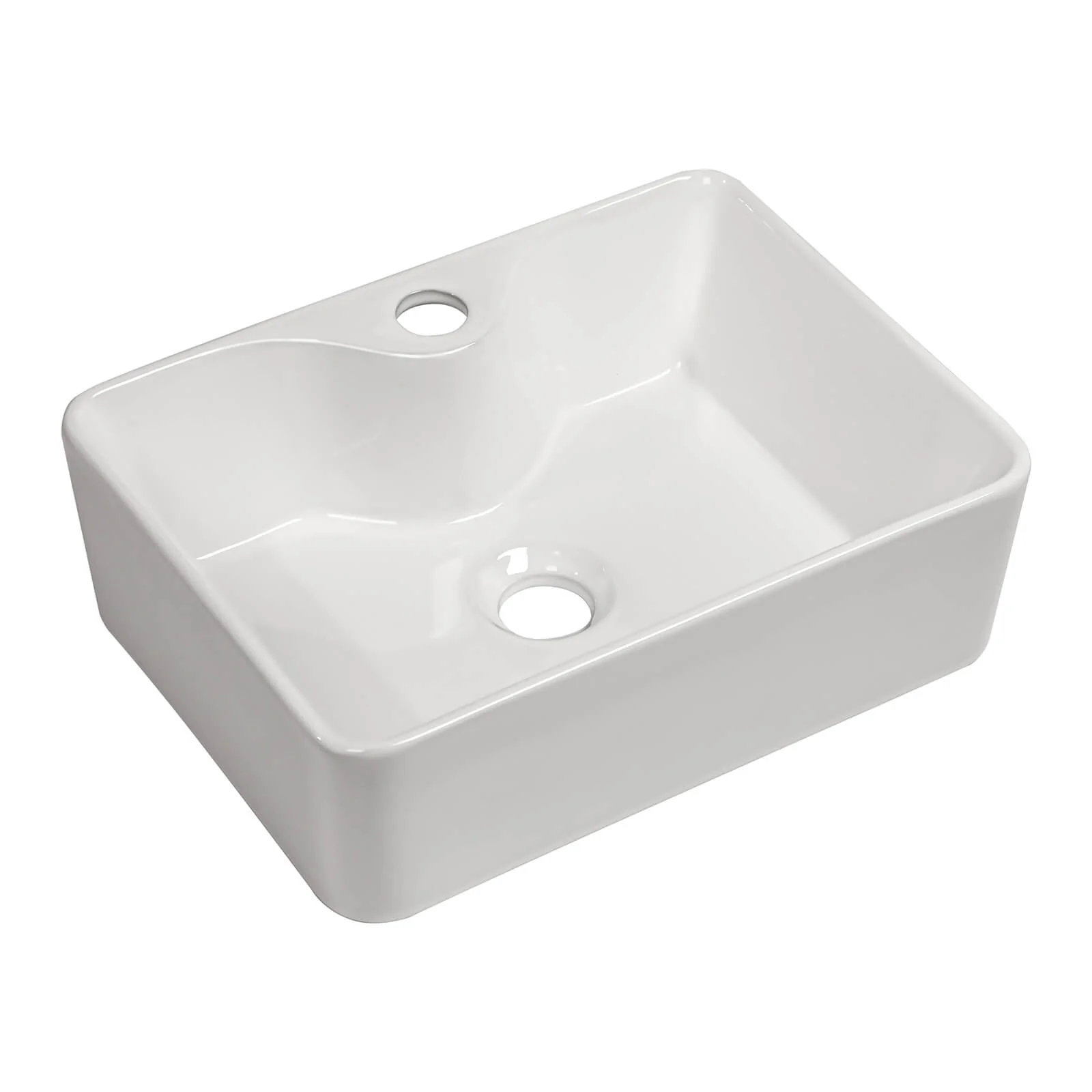 16" x 12" Glossy White Ceramic Bathroom Sink - Image 9