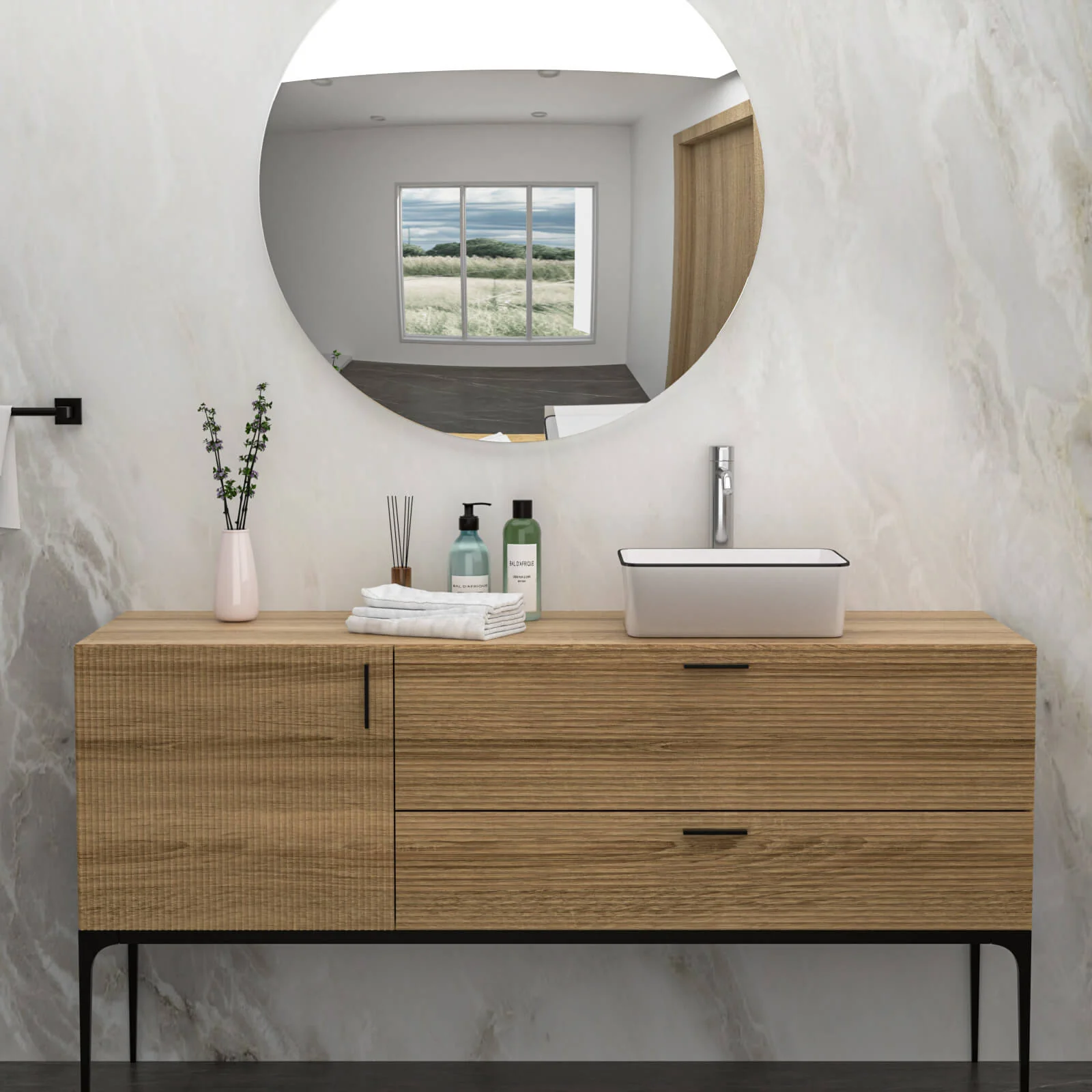 16" x 12" White Ceramic Bathroom Sink with Black Trim - Image 3