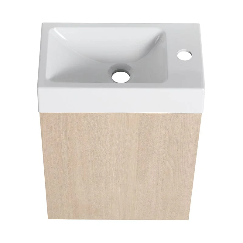 16 Inch Floating Small Bathroom Vanity with Single Hole Resin Sink and Soft Close - Image 7