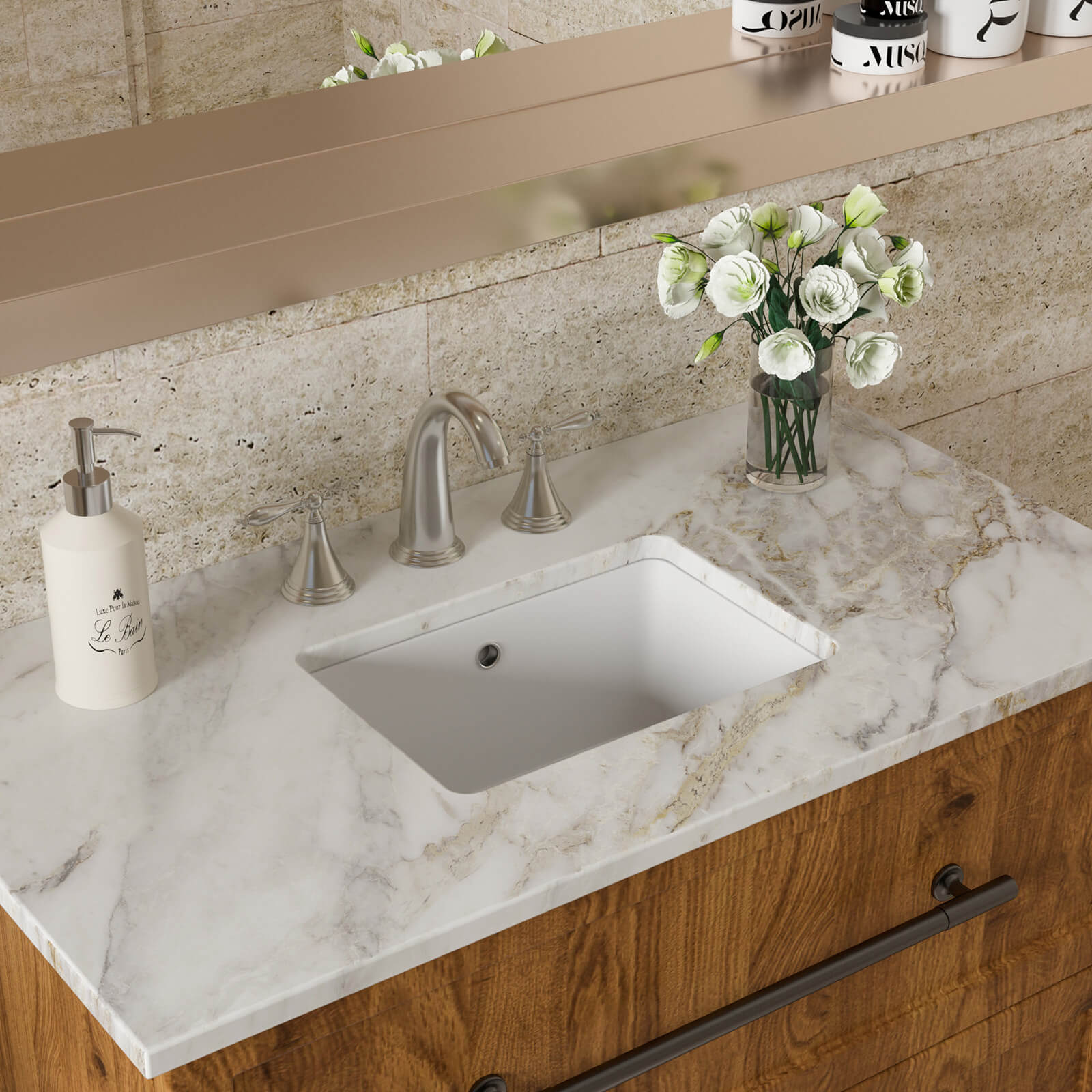 17" x 12" Undermount Ceramic Bathroom Sink with Overflow - Image 3