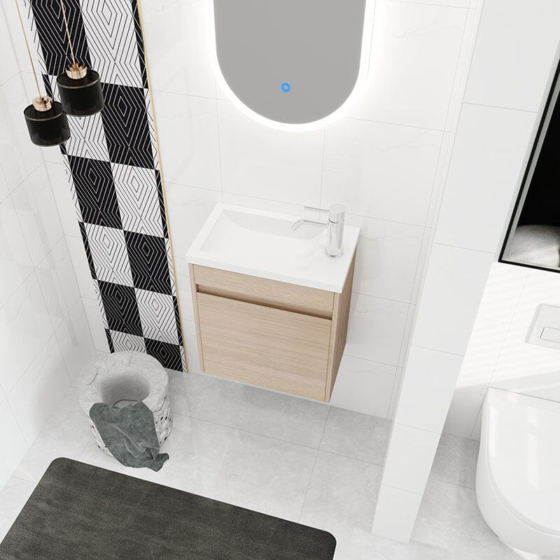 17'' Wall Mounted Bathroom Vanity Resin Sink with Faucet and Drain for Small Bathroom - Image 3