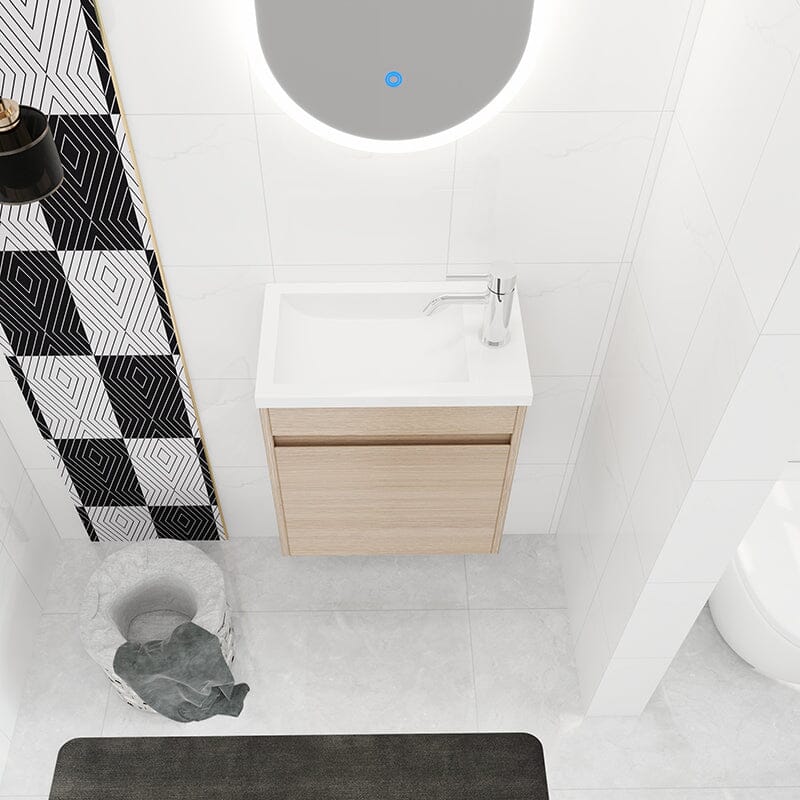 17'' Wall Mounted Bathroom Vanity Resin Sink with Faucet and Drain for Small Bathroom - Image 4