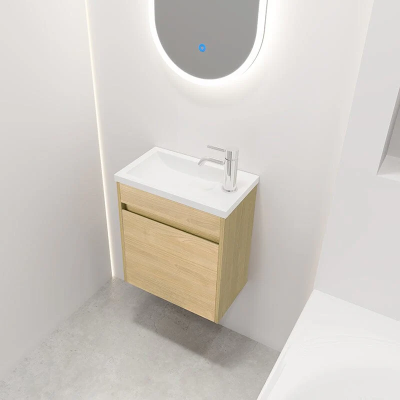 17'' Wall Mounted Bathroom Vanity with Resin Sink for Small Bathroom - Image 3