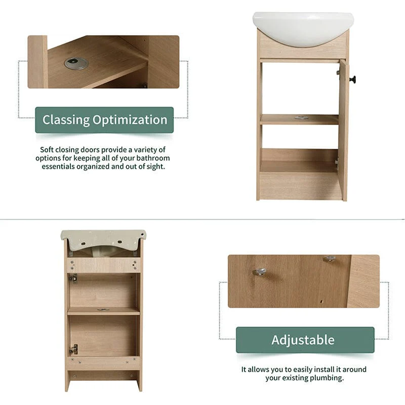 18'' Small Freestanding Bathroom Vanity with Single Sink Single Hole - Image 10
