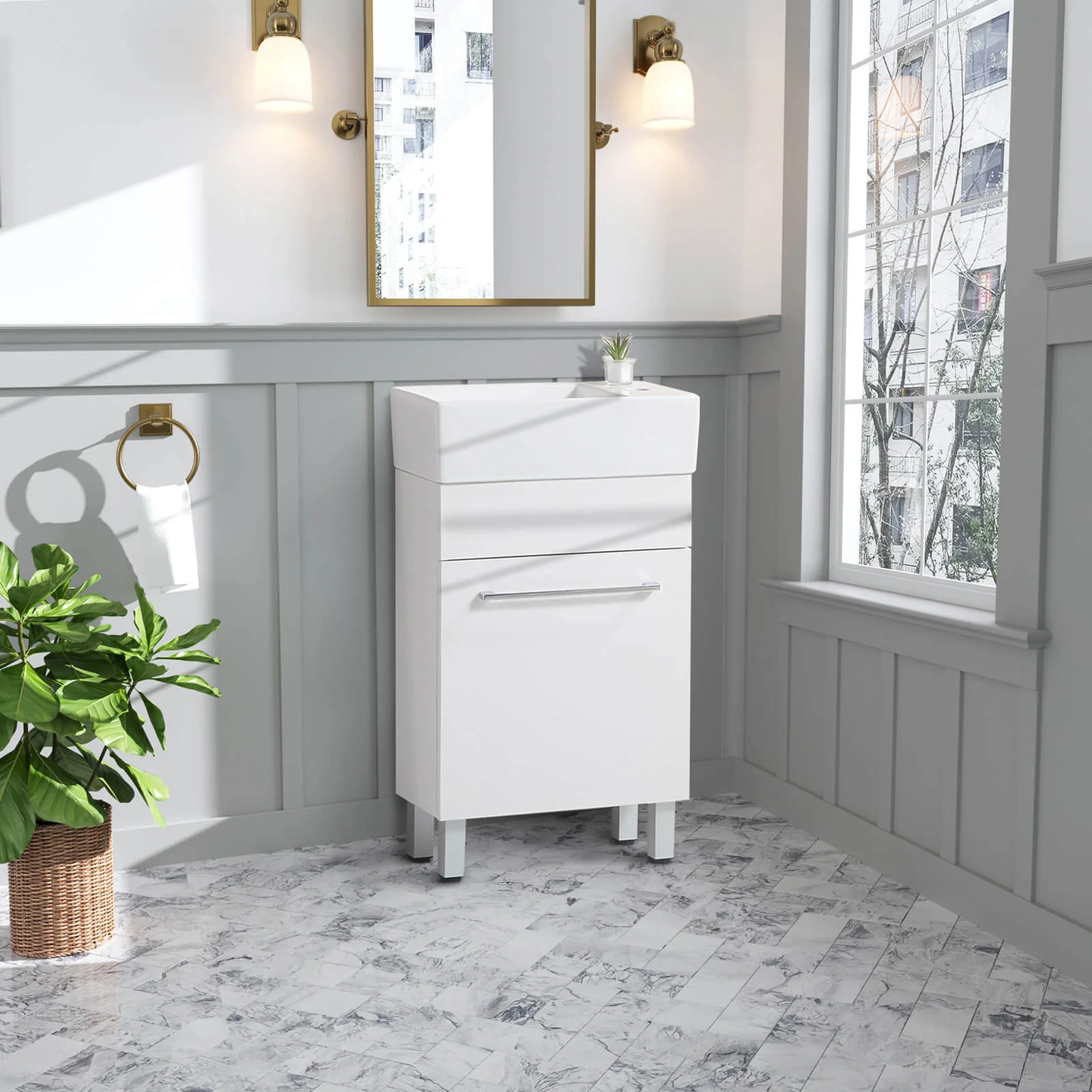 19" Slim Bathroom Vanity with Side Faucet Mount - Image 2