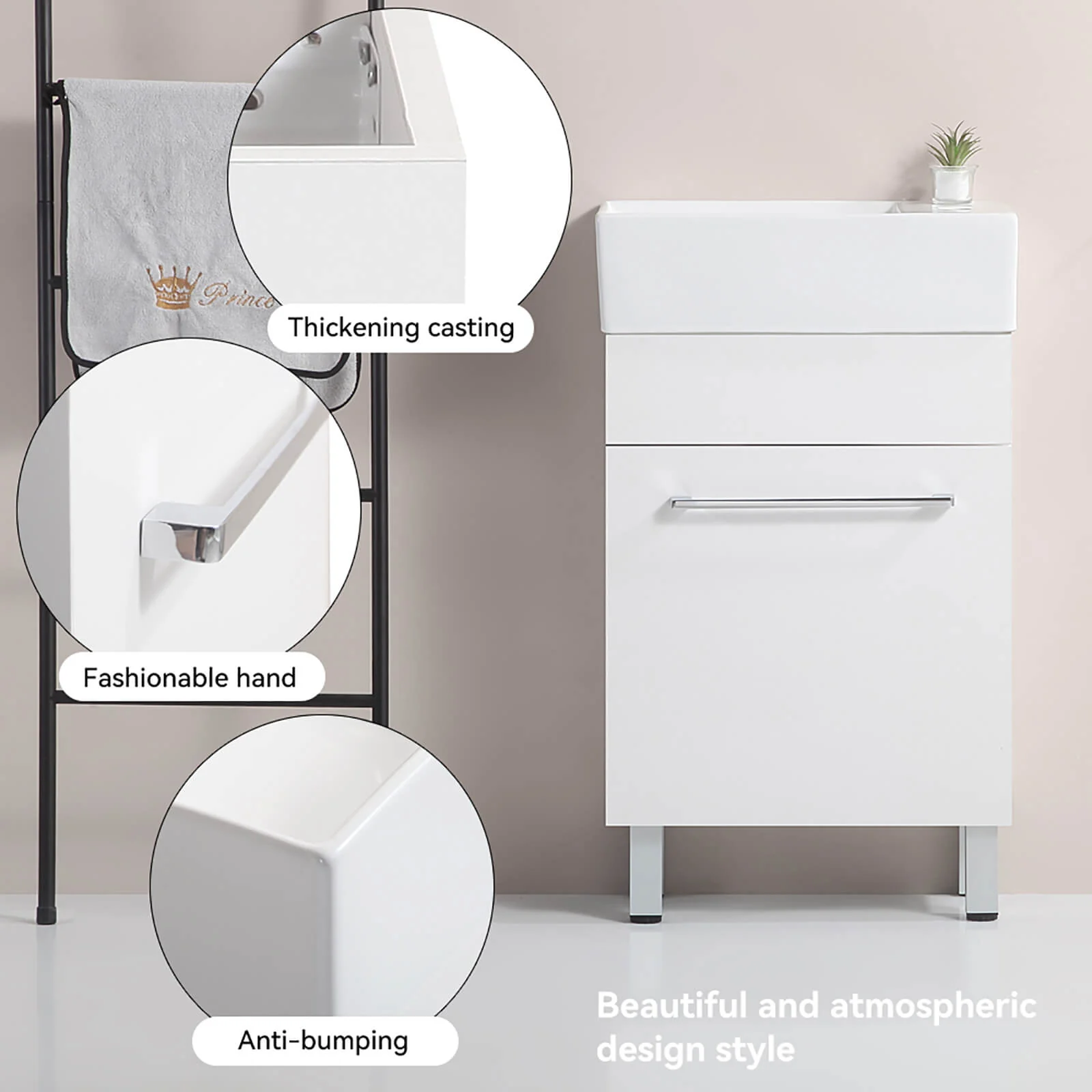 19" Slim Bathroom Vanity with Side Faucet Mount - Image 5