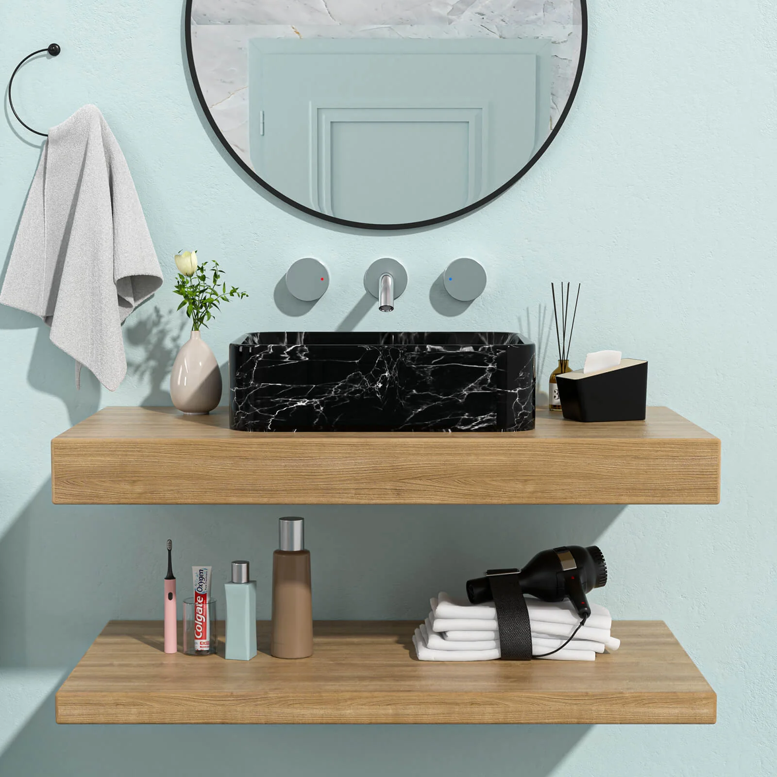 19" x 15" Rectangular Marble-Patterned Ceramic Vessel Sink - Image 3