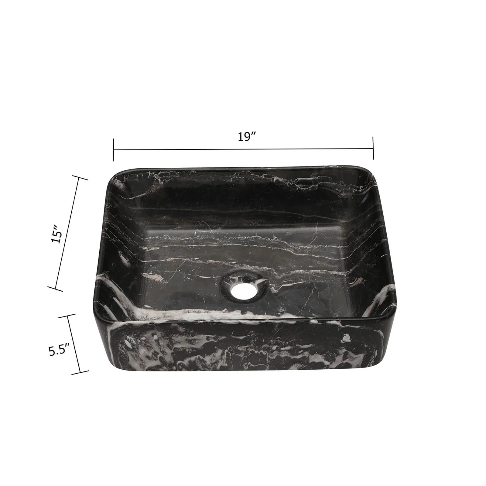 19" x 15" Rectangular Marble-Patterned Ceramic Vessel Sink - Image 6