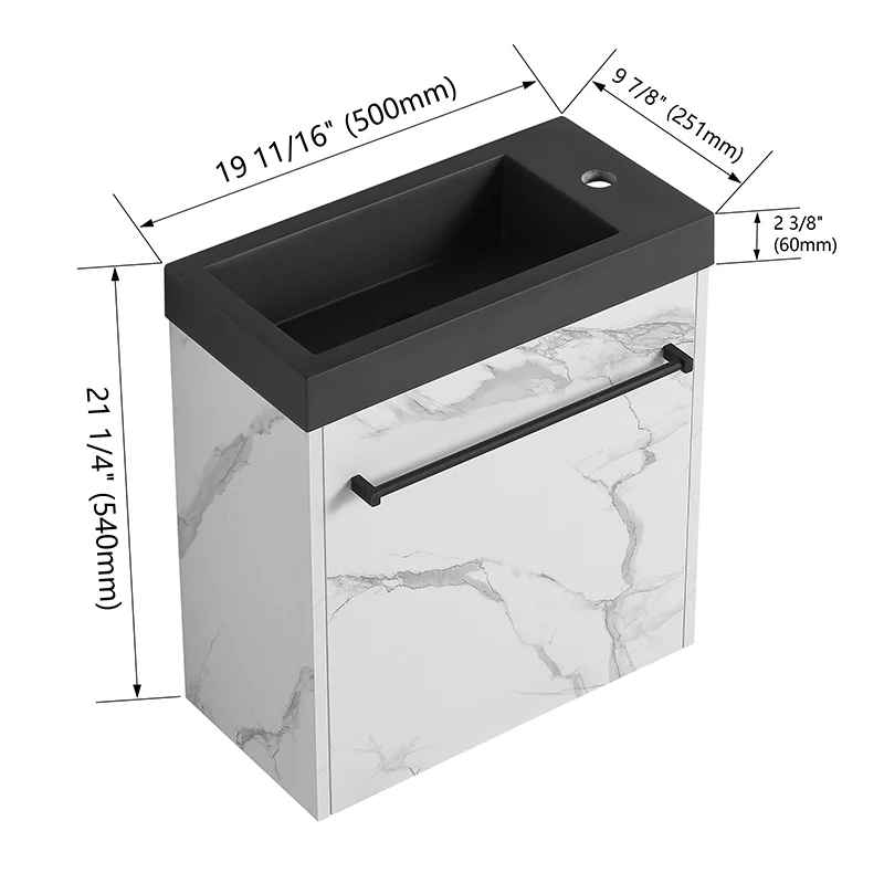 20'' Floating Wall-Mounted Bathroom Vanity with Resin Sink and Soft-Close Cabinet Door - Image 12