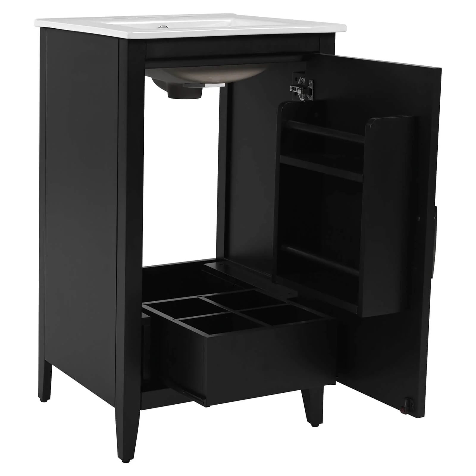 20" Black Minimalist Bathroom Vanity with Storage - Image 13