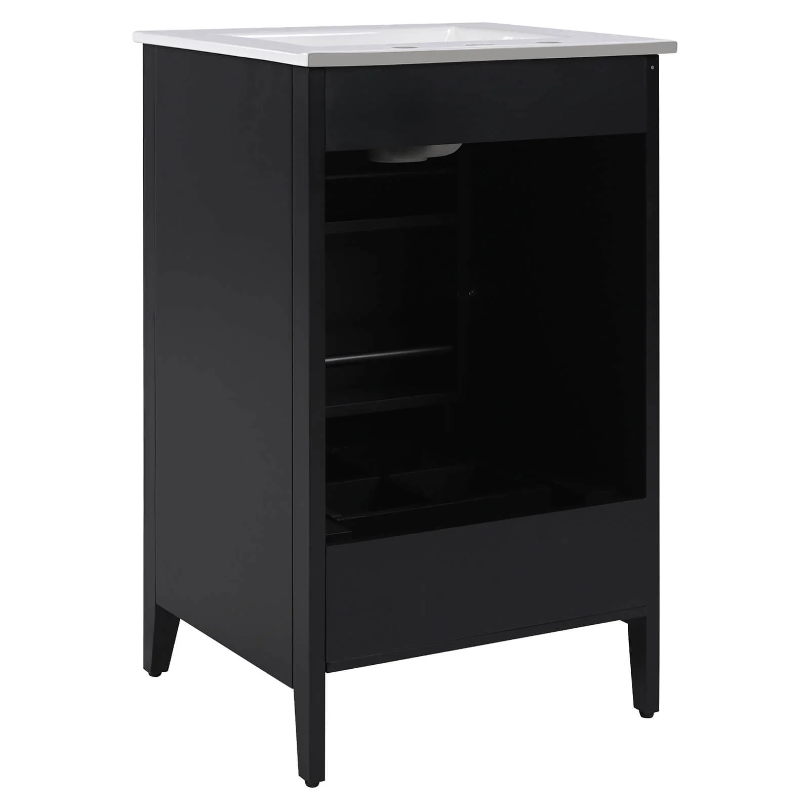 20" Black Minimalist Bathroom Vanity with Storage - Image 15