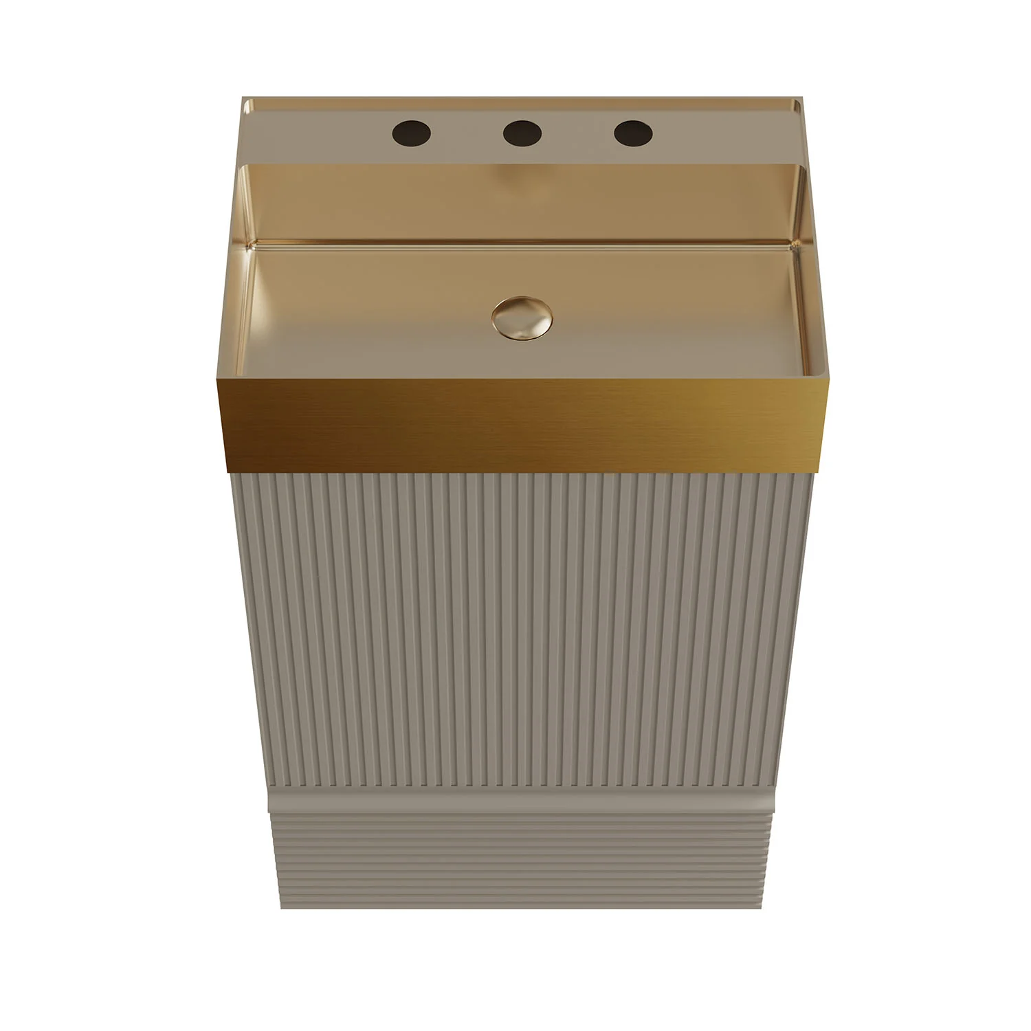 20" Compact Fluted Gray Freestanding Bathroom Vanity with Brushed Gold Sink - Image 5