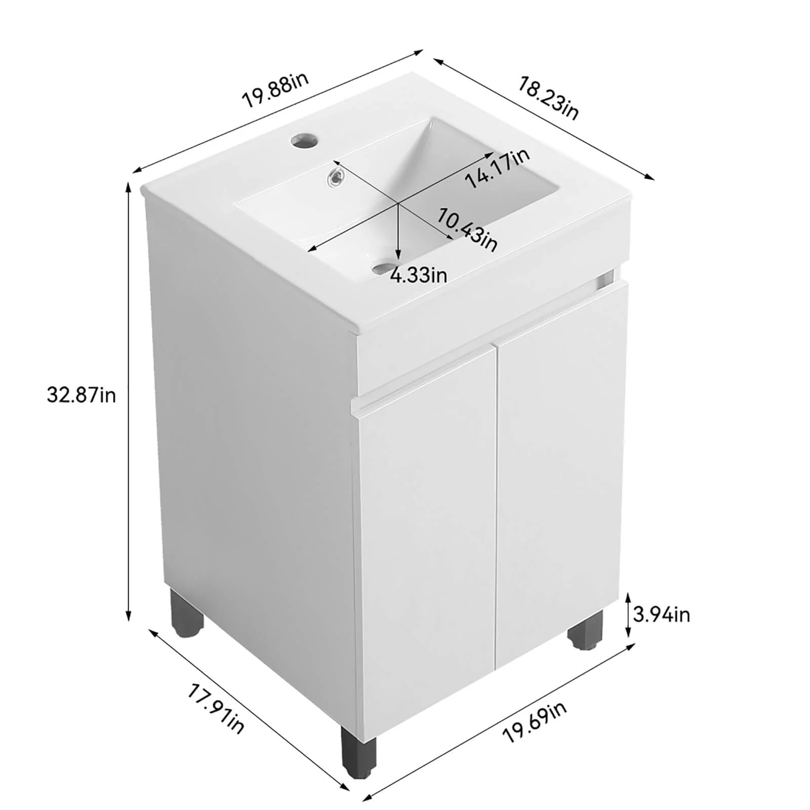 20" Modern Minimalist Bathroom Vanity with Hidden Handles - Image 8