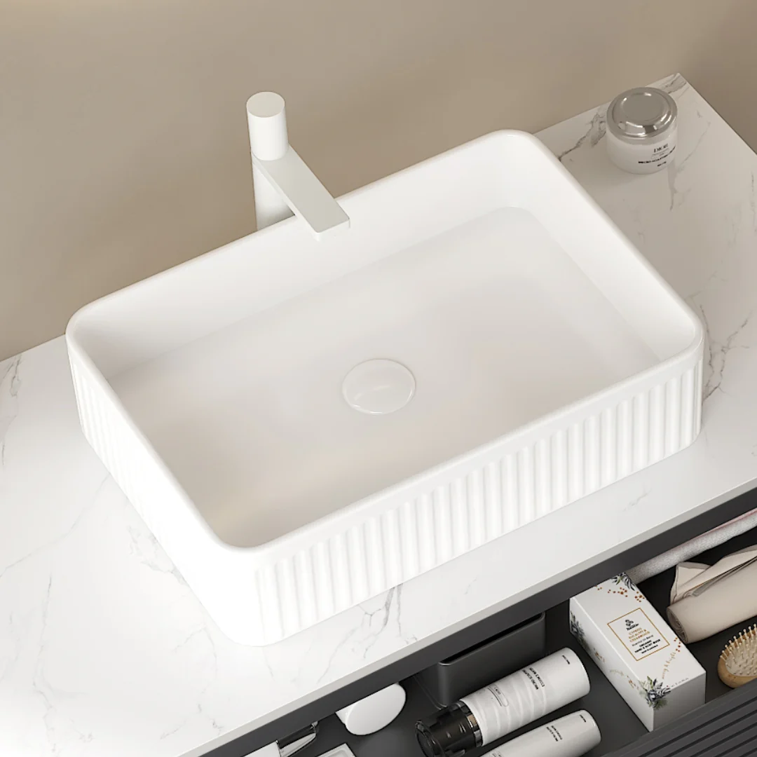 20" x 13" White Rectangular Ceramic Above-Counter Bathroom Sink