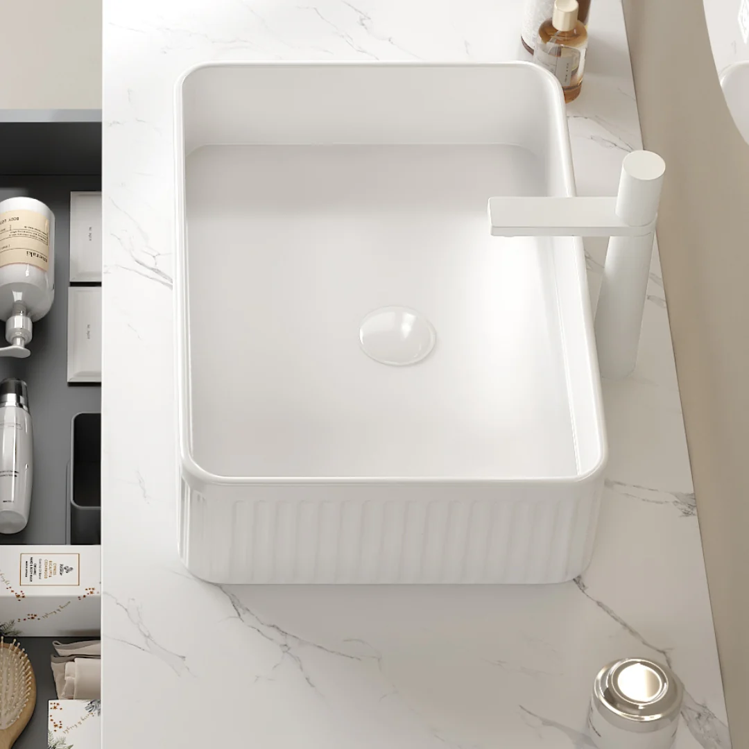 20" x 13" White Rectangular Ceramic Above-Counter Bathroom Sink - Image 2
